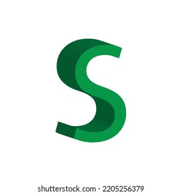 3D alphabet S in green colour. Big letter S. Isolated on white background. clip art illustration vector