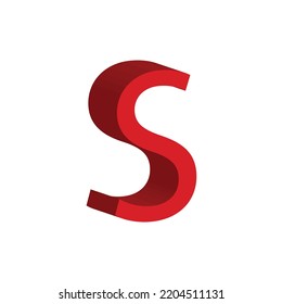 3D alphabet S in red colour. Big letter S. Isolated on white background. clip art illustration vector