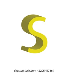 3D alphabet S in yellow colour. Big letter S. Isolated on white background. clip art illustration