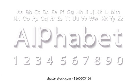 3D Alphabet template. Volumetric white alphabet design