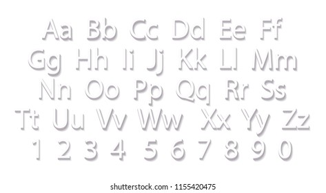 3D Alphabet template.Volumetric white alphabet design.
