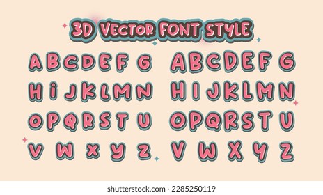 Estilo de tipografía alfabética 3D en un momento divertido y delicado