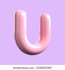 3d  alphabet U pink cute render valentine