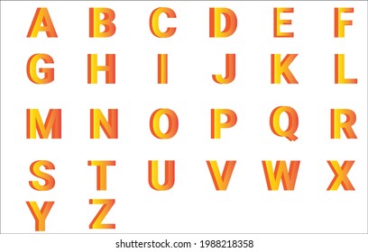3D alphabet uppercase illustration design. capital letter recognition, kids activity sheet, printable a to z letter. pre schoolers fun page learning hand writing, colorful gorgeous glowing a b c text