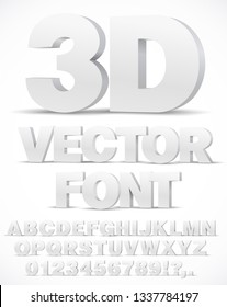 3D Alphabet Vector Font With Type Letters And Numbers