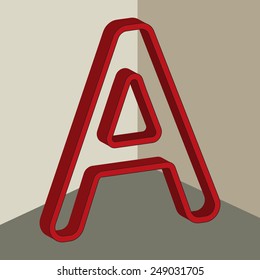 3D alphabet, vector letter A