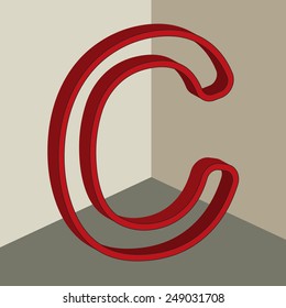 Alfabeto 3D, letra vectorial C