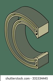 Alfabeto 3D, letra vectorial C