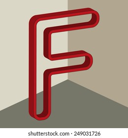 3D alphabet, vector letter F