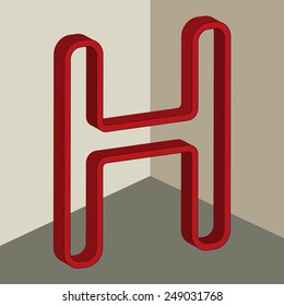 3D alphabet, vector letter H