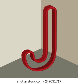 3D alphabet, vector letter J