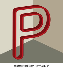 3D alphabet, vector letter P