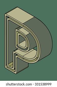 3D alphabet, vector letter P
