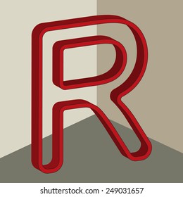 3D alphabet, vector letter R