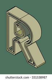 Alfabeto 3D, letra vectorial R