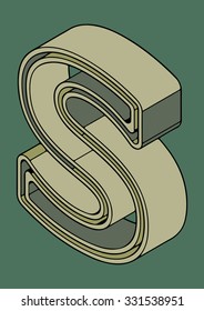 3D alphabet, vector letter S