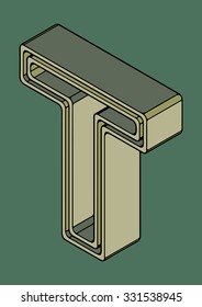 3D alphabet, vector letter T