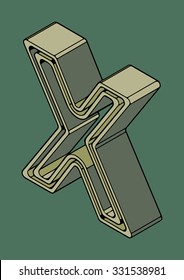 Alfabeto 3D, letra vectorial X
