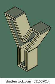 3D alphabet, vector letter Y