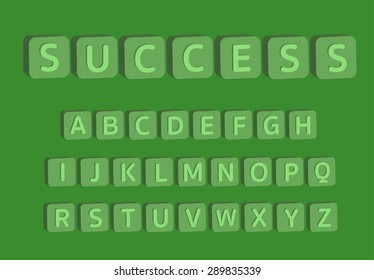 3D alphabet with word success, letters from A to Z. vector illustration
