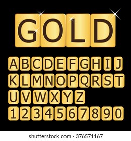 3D alphabets on gold plates A-Z