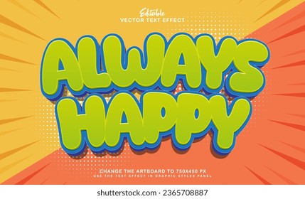 3d always happy editable text effect style