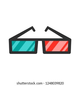 3d anaglyph glasses sign simple icon on background