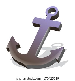 3d anchor on white background 