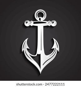 3d anchor silver metal logo design