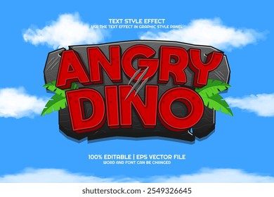 3d Angry Dino Cartoon Editable Text Effect