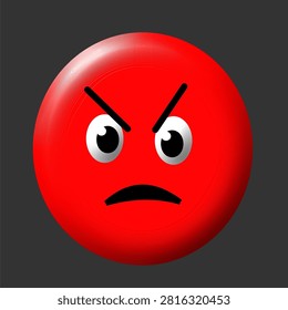 3D angry emoticon emotion red color expression furious
