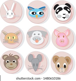 3d Animal Head Icon Set