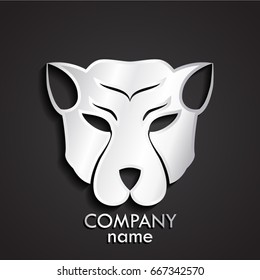3d animal predator silver metal logo