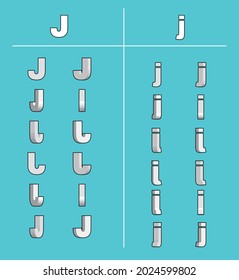 3D Animation Capital Letters Lower Case J