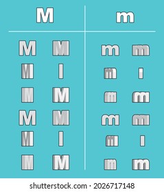 3D Animation Capital Letters Lower Case M