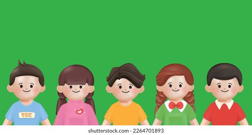 3D animation cartoon business people teamwork. Young employee office worker character. Vector illustration in 3d rendering style.