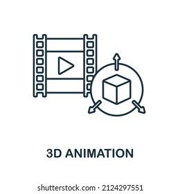 3D Animation icon. Line element from video production collection. Linear 3D Animation icon sign for web design, infographics and more.