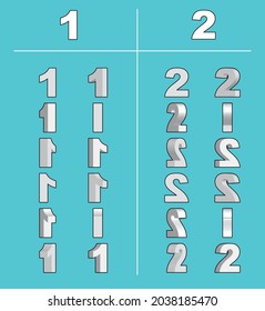 3D Animation Number Rotation 1 2