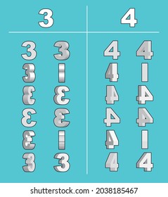 3D Animation Number Rotation 3 4