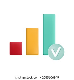 3d annual report. Icon growth graph. Chart up on a paper page. Successful final result of work for a year. Information in a document with a progress bar. Data analysis and performance concept. Vector 