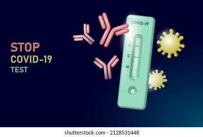 3D antigen rapid test COVID-19 disease. Flat isolated home self analysis diagnostic. Coronavirus home quarantine vector illustration