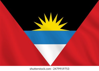 3D Antigua and Barbuda waving flag pattern background. Realistic national flag design. Abstract vector template.