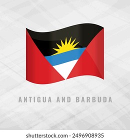 3D Antigua and Barbuda waving flag pattern background. Realistic national flag design on Grey background Abstract vector template.