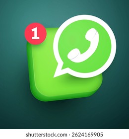 3D App Icon With Speech Bubble And Telephone Symbol And Incoming Message
