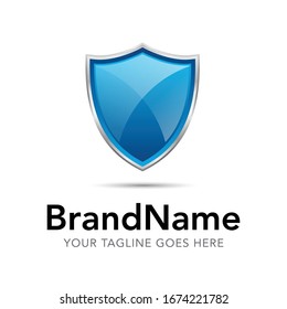 3D app save shield protection technology secure logo icon vector template