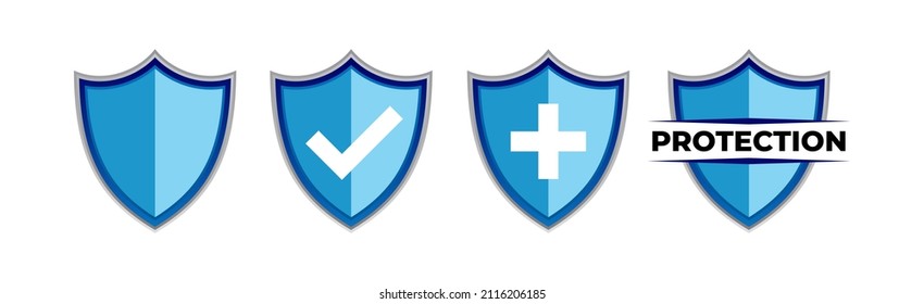 3D app save shield protection technology secure logo icon vector template blue concept pack