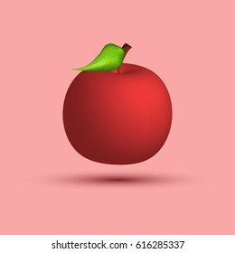 3D Apple. Natural product icon. Fresh fruit.