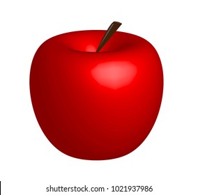 3d apple. red apple on white background. 