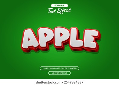 3d Apple text effect with green background