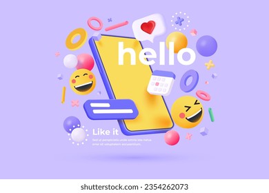 3D Application Development and UI-UX design Concept, Smartphone app design layout interface. 3D Vector illustration